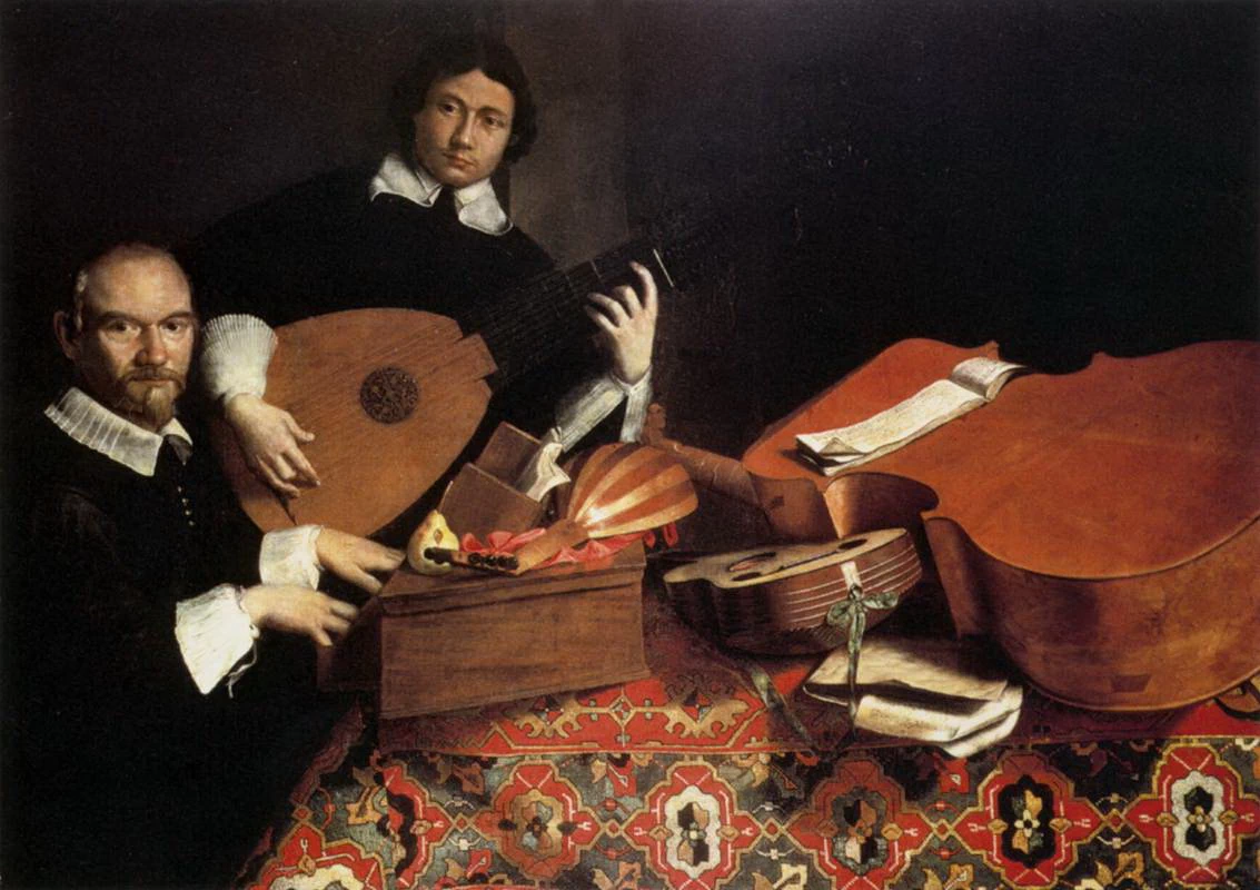 Natura morta con strumenti musicali e suonatori - dettaglio 1, Trittico Agliardi
